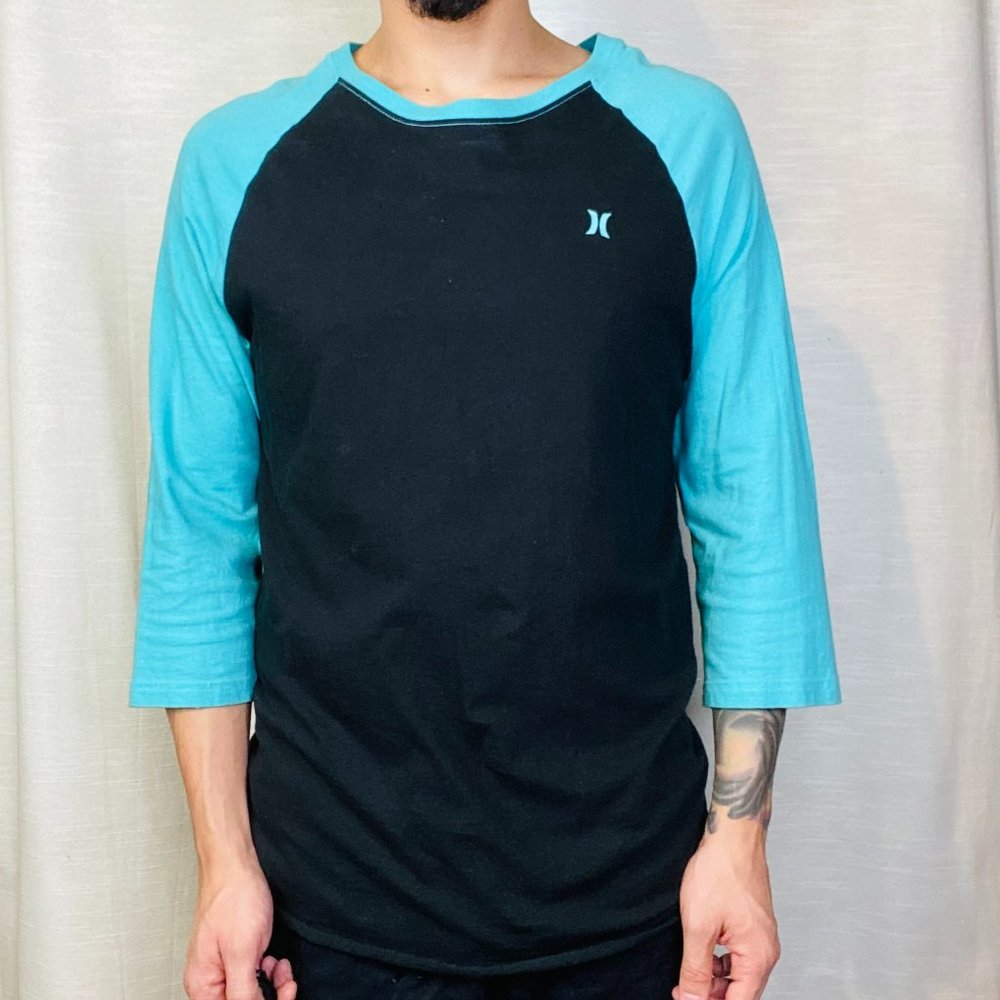 Black & turquoise Hurley Baseball Tee